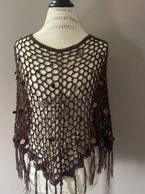 100% cotton handmade crochet poncho